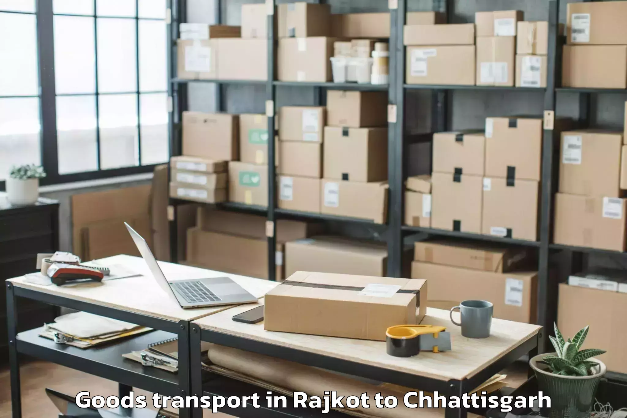 Discover Rajkot to Pithora Goods Transport